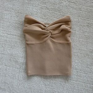 Dissh Knit Twist Tube Top in Beige